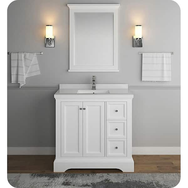 Windsor 36 in. W Traditional Bathroom Vanity in Matte White