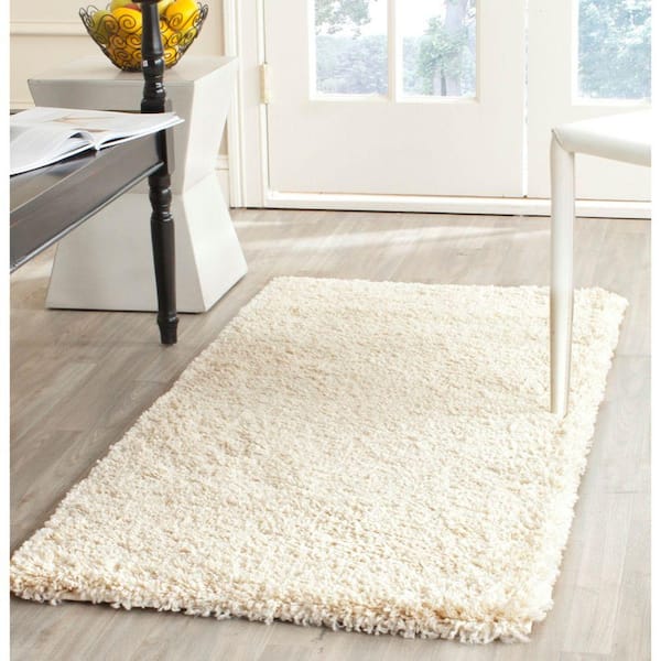 California Shag Ivory 2 ft. x 5 ft. Solid Runner Rug
