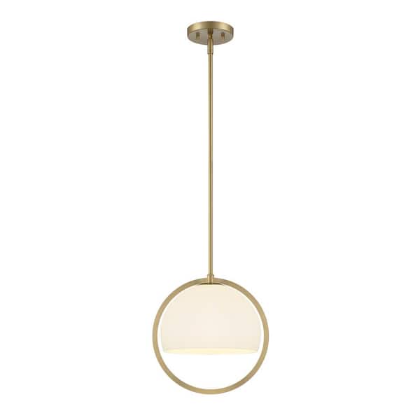 Designers Fountain Eterna 60-Watt 1-Light Brushed Gold Pendant with Etched Opal Glass Shade