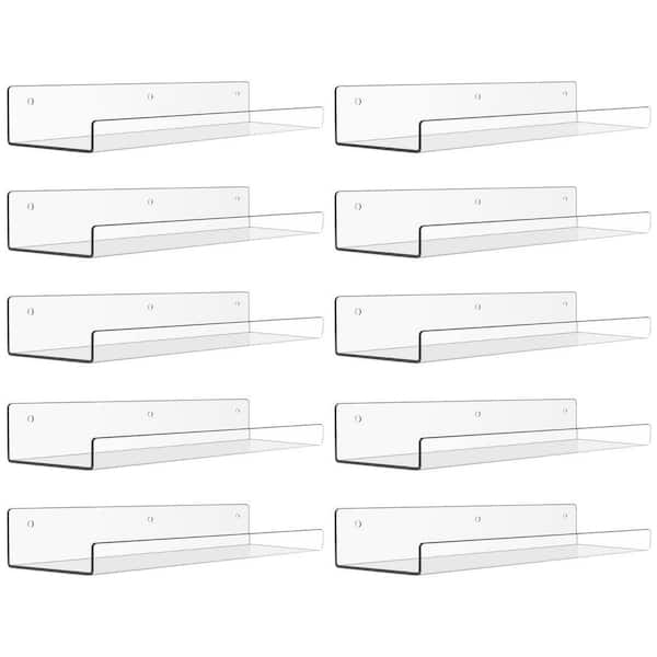15 in. W x 4 in. D Clear Acrylic Decorative Wall Shelf (Set of 10)