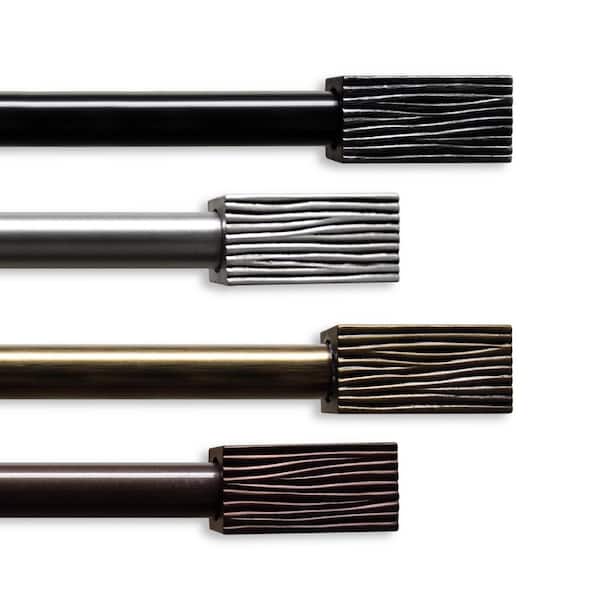 Rod Desyne 18 in. - 28 in. Black Telescoping Single Curtain Rod Kit with Alder Finial