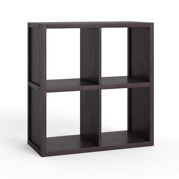 27.25 in. H x 25.5 in. W x 11.75 in D Espresso Solid Wood 4-Cube Storage Organizer