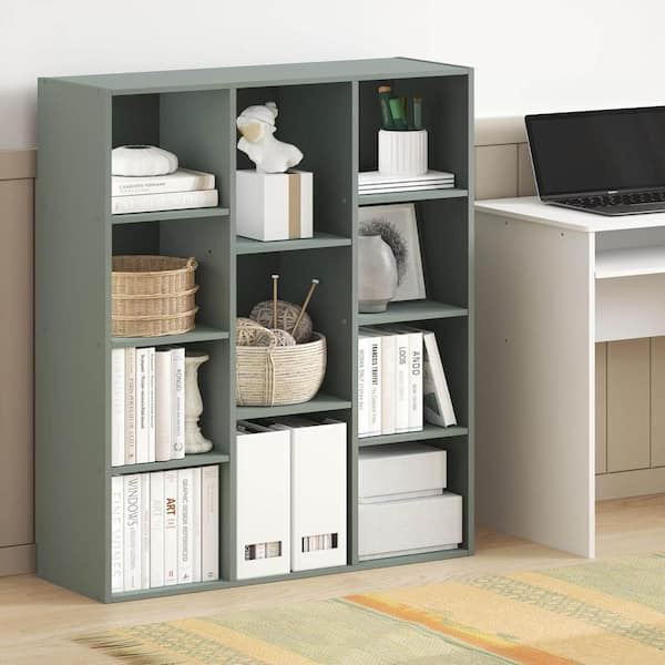 41.7 in. H x 29.1 in. W x 9.4 in. D Sage Green Wood 11- Cube