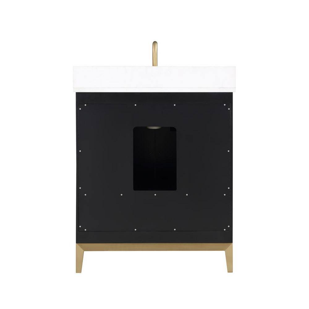 Gracie Midnight Black Single Bathroom Vanity with White Quartz Top