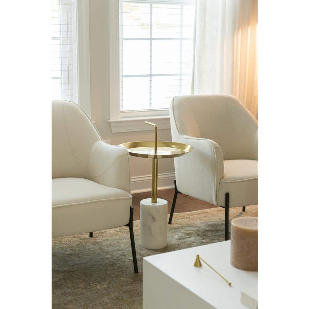 Apollo Round Brass and Marble Accent Table