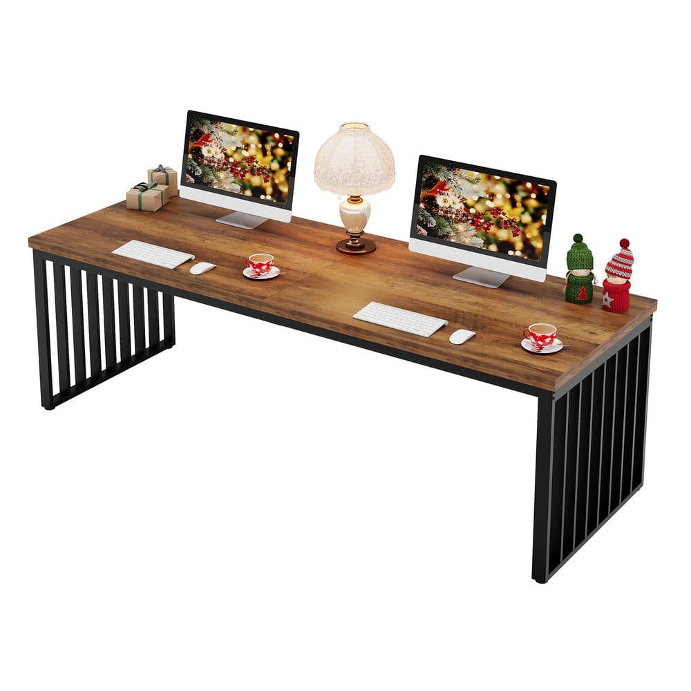 78.74 in. Rectangular Oak Wood Computer Desk with Metal Frame for Two People, Industrial Long Home Office price history on PriceWatchPro