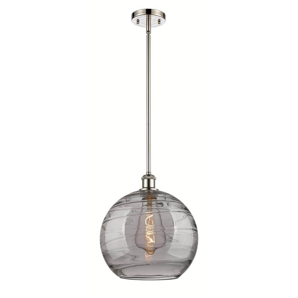 Athens Deco Swirl 100-Watt 1-Light Polished Nickel Standard Mini Pendant Light with Painted Glass Shade price history on PriceWatchPro