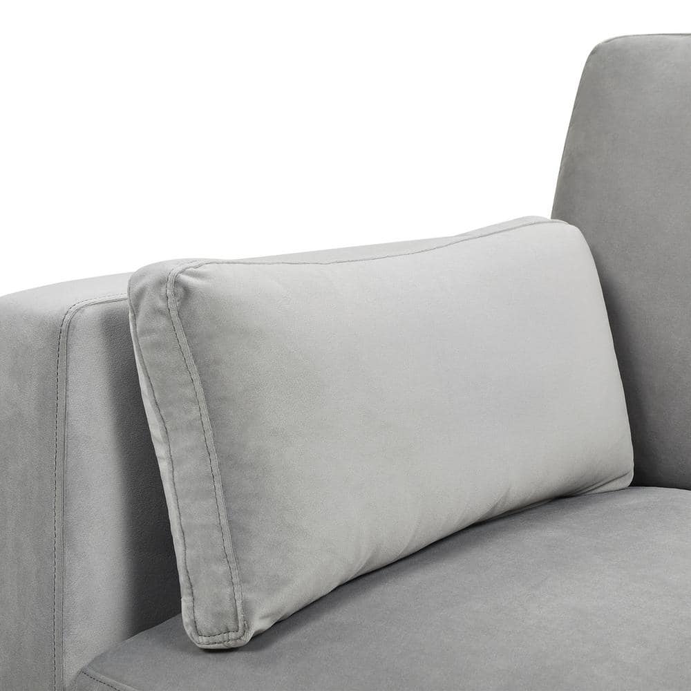 Opal Grey Velvet and Wood Chaise Lounge 34"