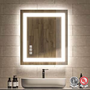 20 in. W x 28 in. H Rectangular Frameless Wall Bathroom Vanity Mirror with Backlit and Front Light