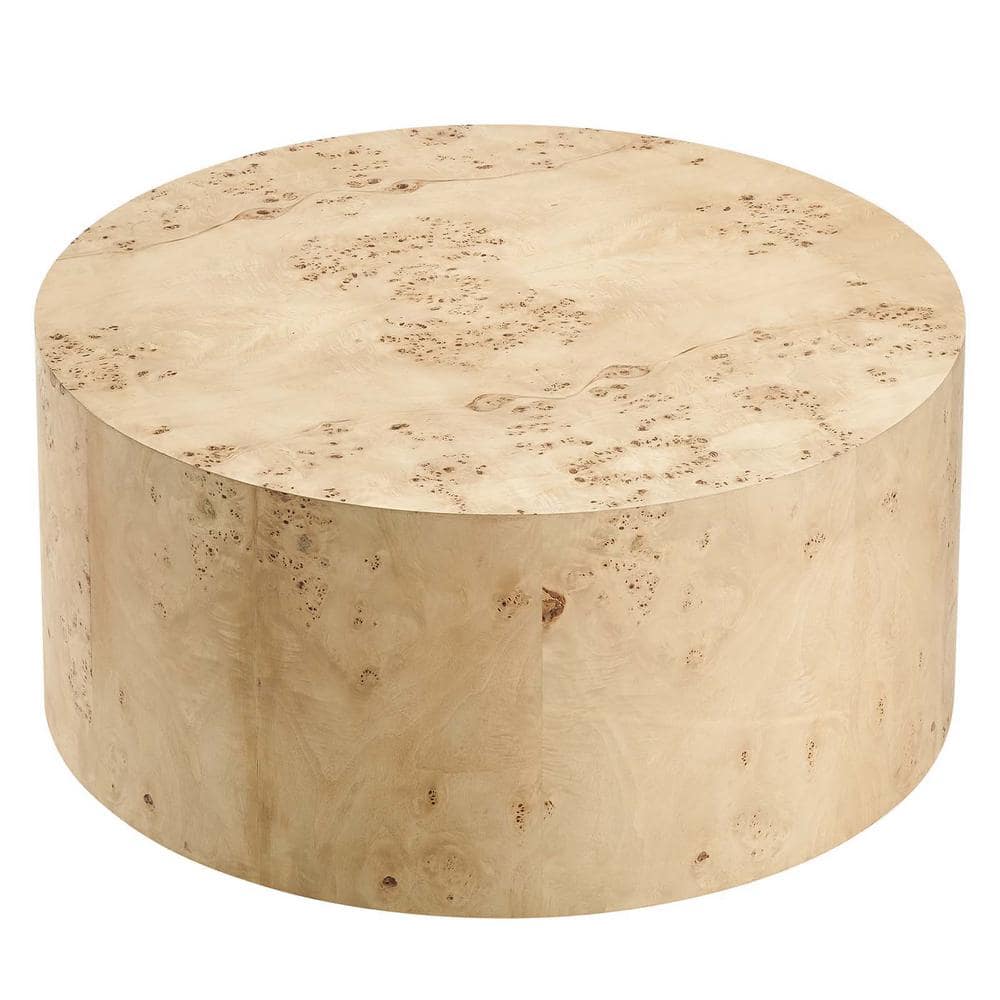 Cosmos 35" Round Natural Burl Wood Coffee Table