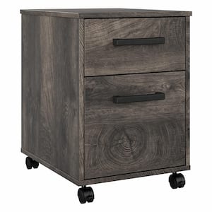 City Park 2 Drawer Mobile File Cabinet in Dark Gray Hickory