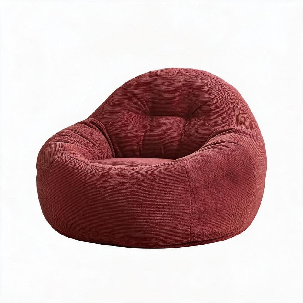 CozyNest 33 in. Bean Bag Chair with Filler Red Polyester Tufted Soft Foam Filled Lazy Sofa with Armrests for