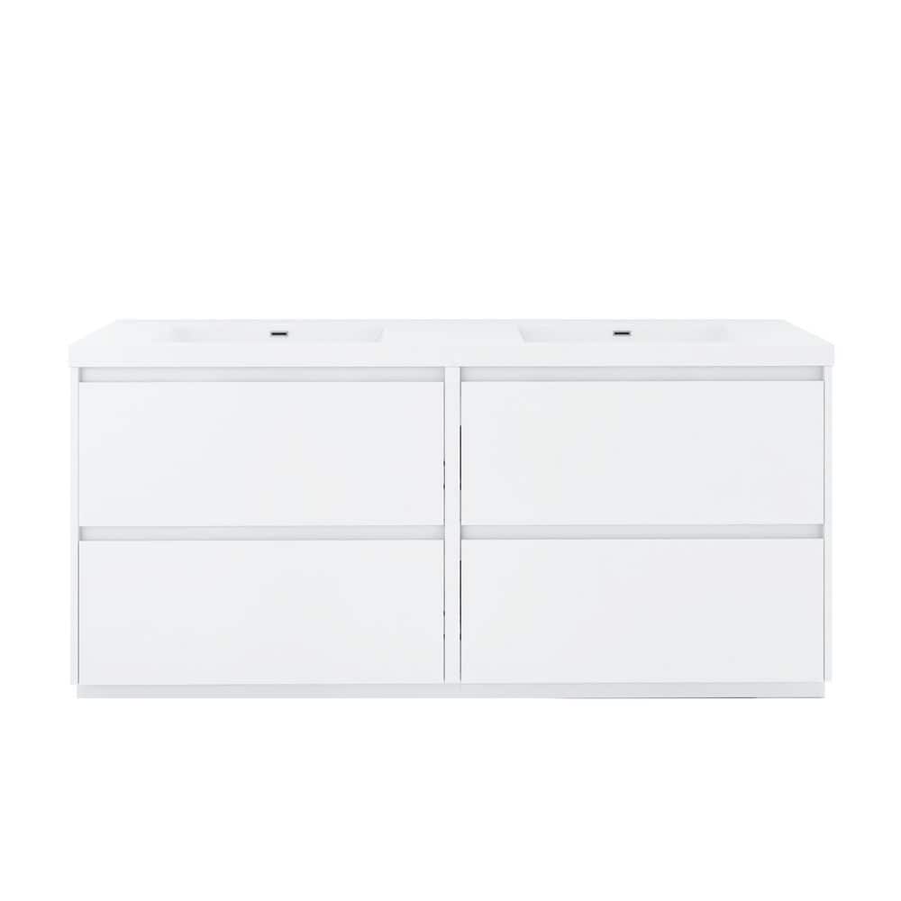 72 in. Freestanding Glossy White Bath Vanity with 4-Drawers with White Cultured Marble Top Unassembled price history on PriceWatchPro
