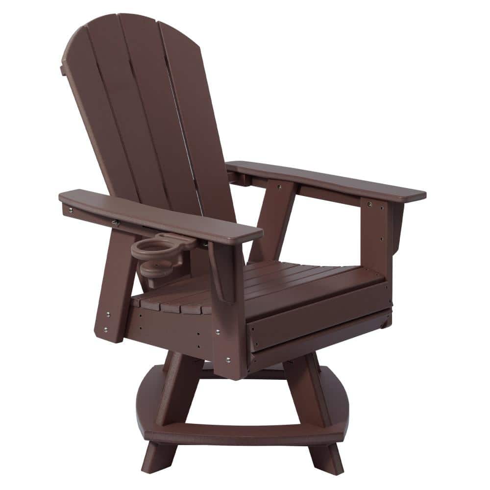 Laguna Fade Resistant Outdoor Patio HDPE Adirondack Swivel Dining Chair with Cup Holder, Dark Brown price history on PriceWatchPro