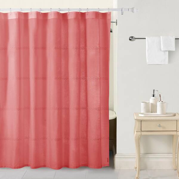 Pink Shower Curtain Cl622pk72, White Eyelet Shower Curtain