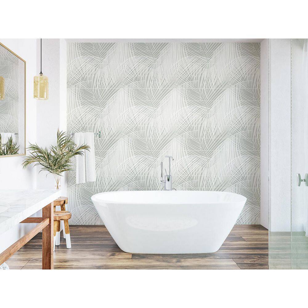 Luxe Haven Sea Salt Palm Tile Peel and Stick Wallpaper