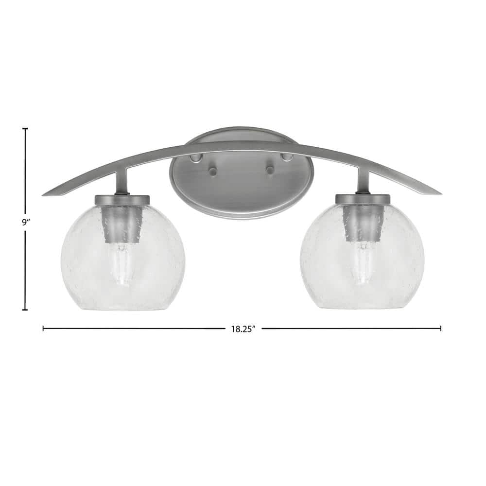 Siena 18.25 in. 2-Light Vanity Light Graphite with Clear Bubble Glass ...