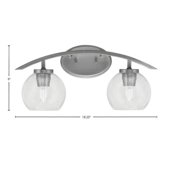 Unbranded Siena 18.25 in. 2-Light Vanity Light Graphite with Clear Bubble Glass Shades