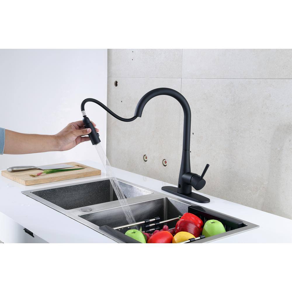 Matte Black Stainless Steel Touchless Pull Down Kitchen Faucet