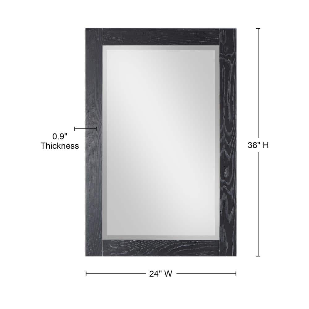 Ivy Black Oak Rectangular Wood Framed Wall Mirror