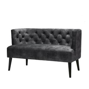 Lydia 49 in. Wide Charcoal Polyester Loveseat with Tufted Back