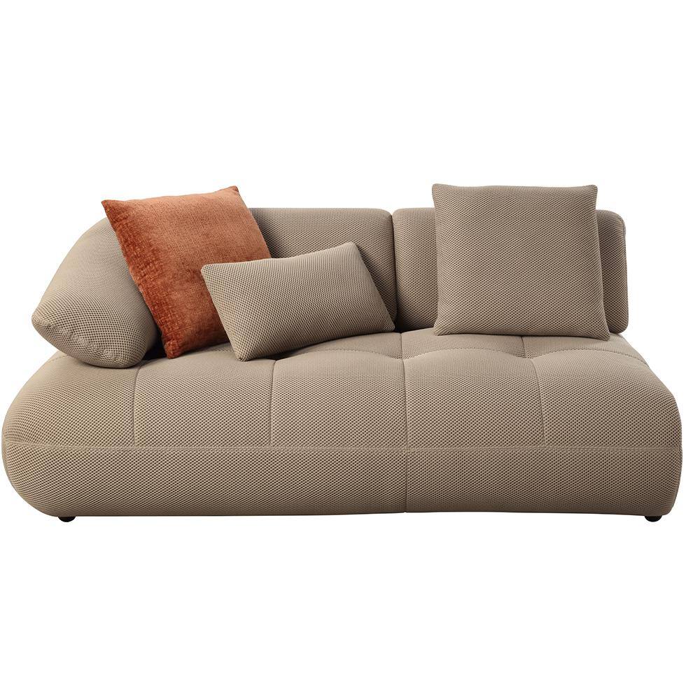 Beige Tufted Fabric Two Piece Sectional Sofa with 6 Pillows