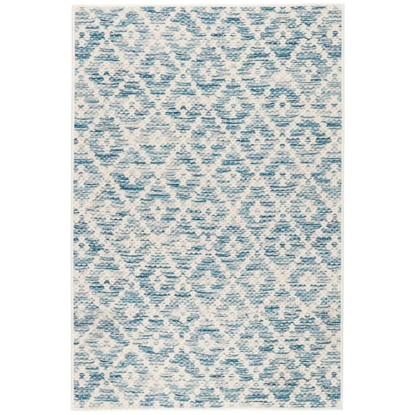 Melange Diamond Machine Washable Blue 5 ft. x 8 ft. Indoor Area Rug