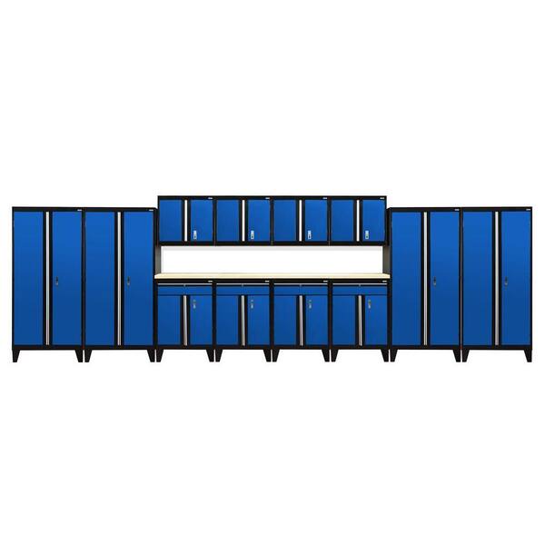 Sandusky 14-Piece Steel Garage Storage System in Black/Blue (264 in. W x 79 in. H x 18 in. D)