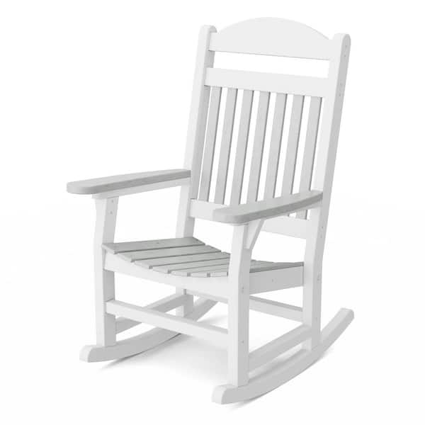 Heritage Light Gray and White Plastic Traditional Outdoor Rocking Chair