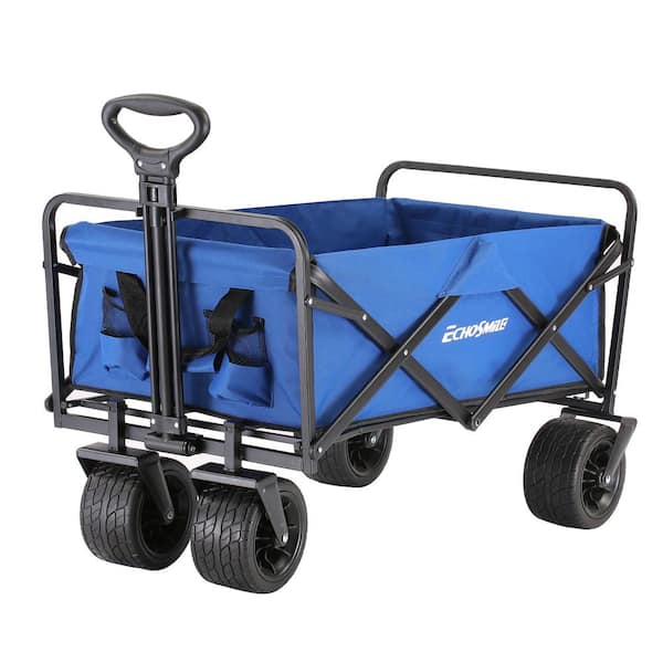 EchoSmile 6.84 cu. ft. Fabric Portable Garden Cart with Adjustable Rolling Wheels in Blue