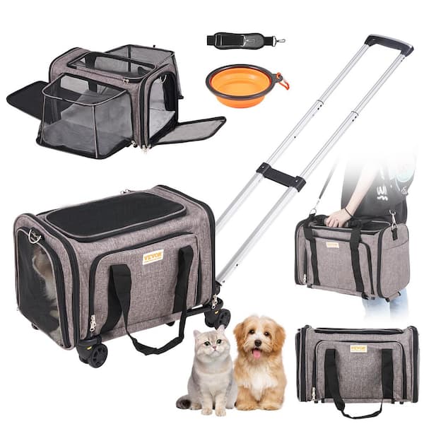 VEVOR Dog Backpack Carrier Rolling Dog Carrier Pet Travel Carrier Wheeled Cat Carrier with Wheels Large Pet Carrier