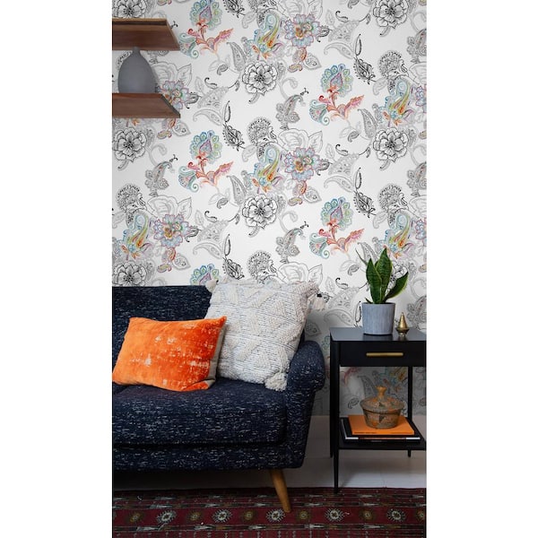 Paisley Floral Abstract Vinyl Peel & Stick Wallpaper Roll (Covers 30.75 Sq. Ft.)