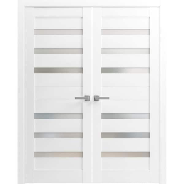 Sartodoors 84 in. x 96 in. 2 Panel White Finished Solid MDF Sliding Door with Hardware