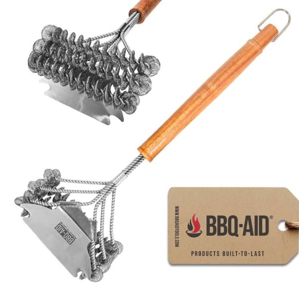 Triple Helix Bristle Grill Brush and Scraper
