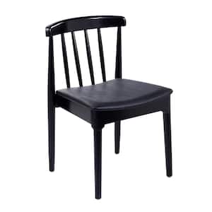 Black Vinyl Seat/Black Wood Frame Vinyl Dining Chair