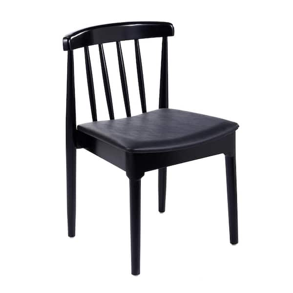 Carnegy Avenue Black Vinyl Seat/Black Wood Frame Vinyl Dining Chair CGA ...