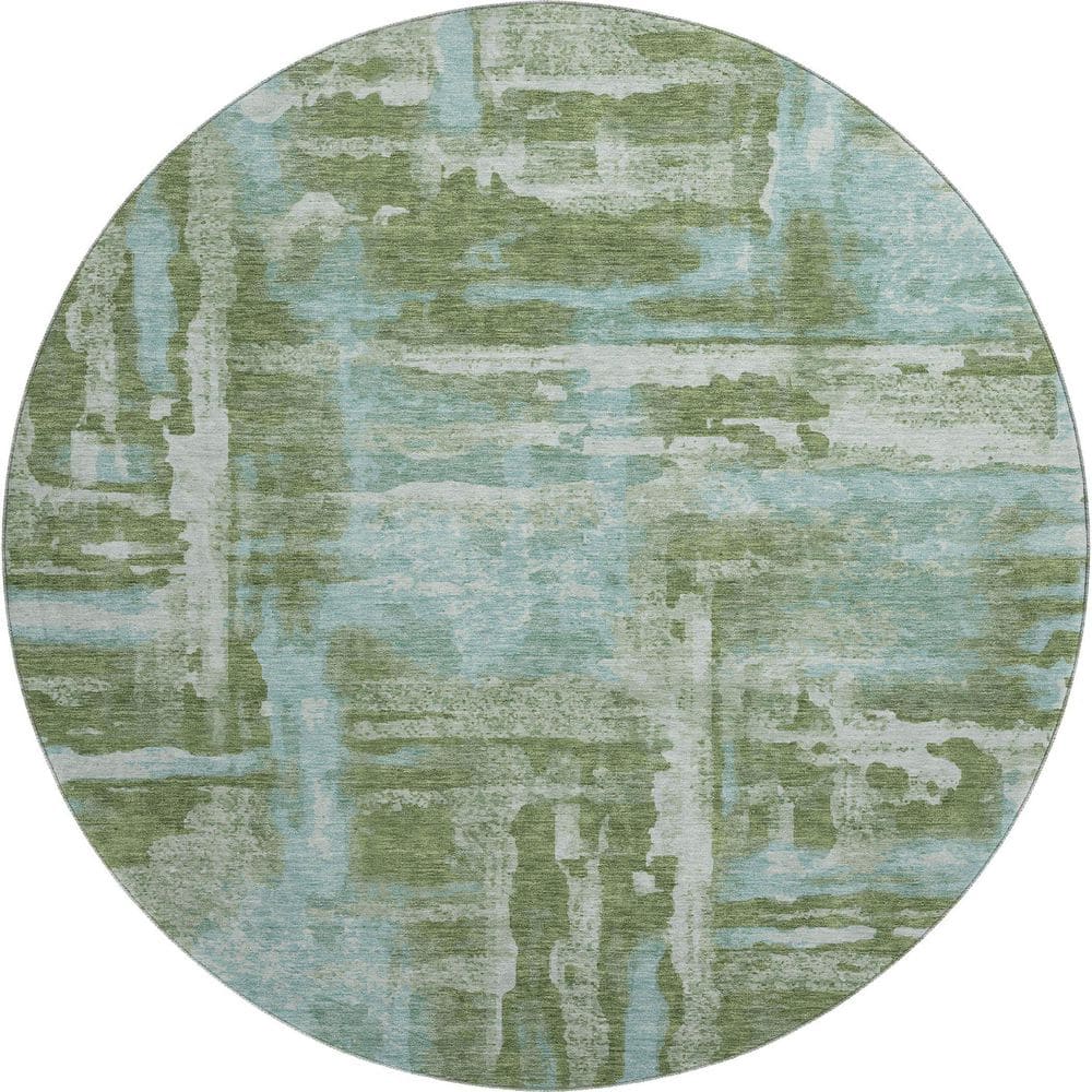 Mayfield Premium Machine Washable Abstract AMF2015 Cactus 8 ft. x 8 ft. Round Rug price history on PriceWatchPro