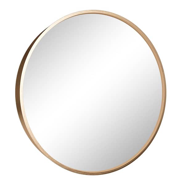 Tatahance Golden 24 in. W x 24 in. H Round Metal Framed Decorative Wall-Mounted Vanity Mirror