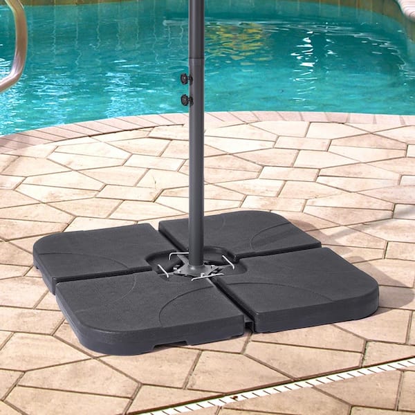 Sonkuki 4-Piece 180 lbs. Patio Umbrella Base Water/Sand Filled Suitable for Cantilever Umbrella with Cross Base in Black