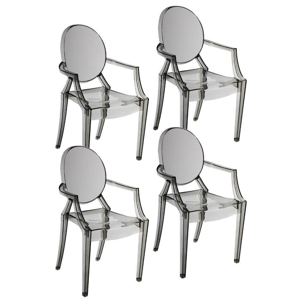 Lily Plastic Indoor Outdoor Dining Armchairs in Gray Set of 4 price history on PriceWatchPro