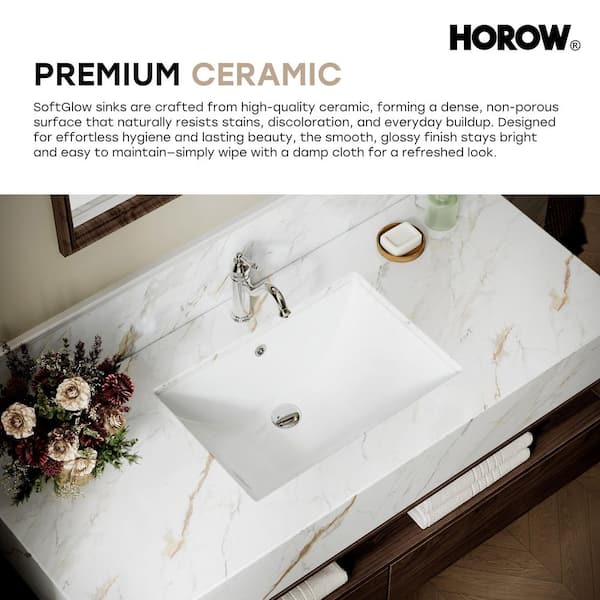 HOROW 23.6 in. x 15.7 in. W Rectangle Undermount Bathroom Sink in