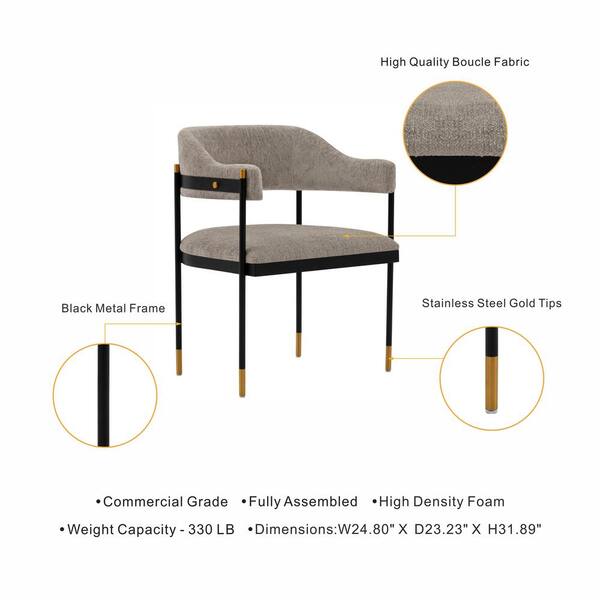Manhattan Comfort Modern Lia Boucle Dining Armchair in Stone