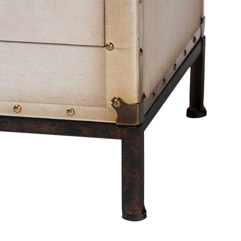 Laura 23.6 in. White Rectangle Canvas End Table with 2 Drawers - thumbnail 6