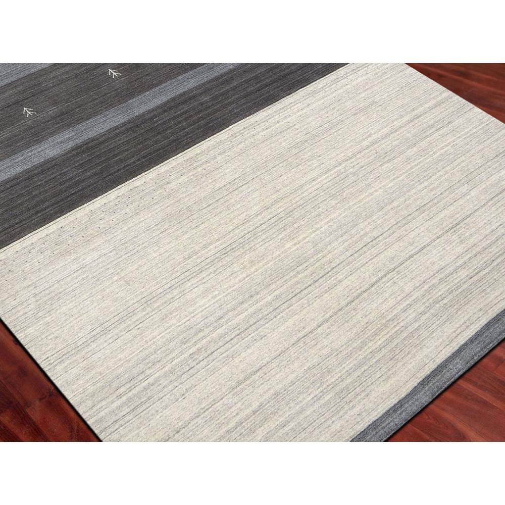 Ivory Wool and Viscose Rectangular Handmade Area Rug, 10' x 14'