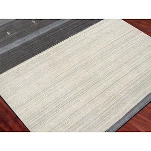 Blend 10 ft. X 14 ft. Ivory/Gray Striped Area Rug