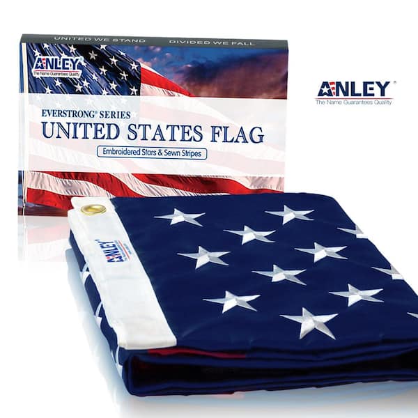 Anley EverStrong 4 ft. x 6 ft. American US Heavy-Duty Nylon Flags Embroidered Stars and Sewn Stripes USA with Brass Grommets
