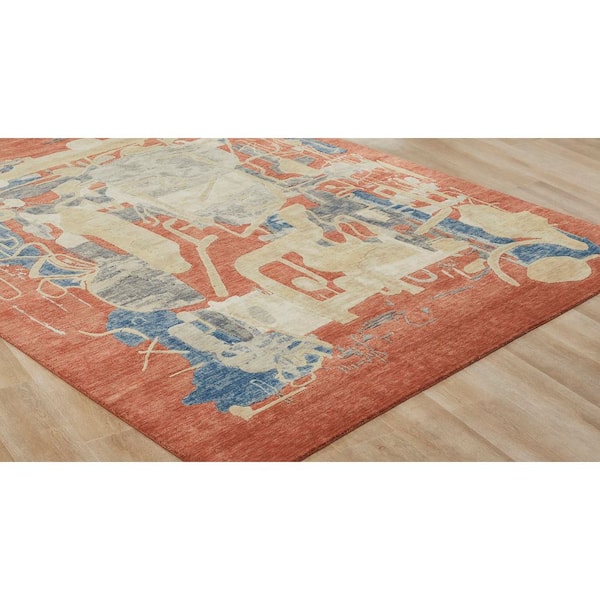 2 ft. x 3 ft. Multi-Colored Paintwrks Abstract Washable Area Rug
