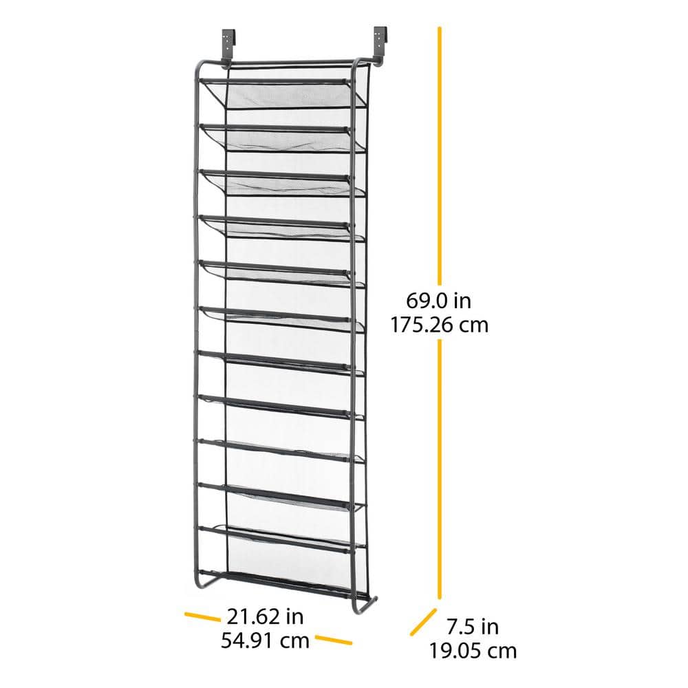 69 in. H 36-Pair Black Shoe Rack