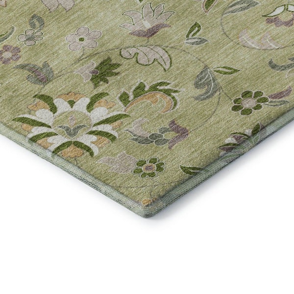 Mayfield Premium Machine Washable Abstract AMF1006 Aloe 8 ft. x 10 ft. Area Rug