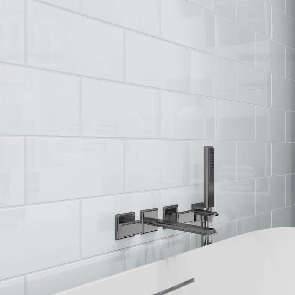 Bright White 6" x 12" Glossy Glass Subway Tile
